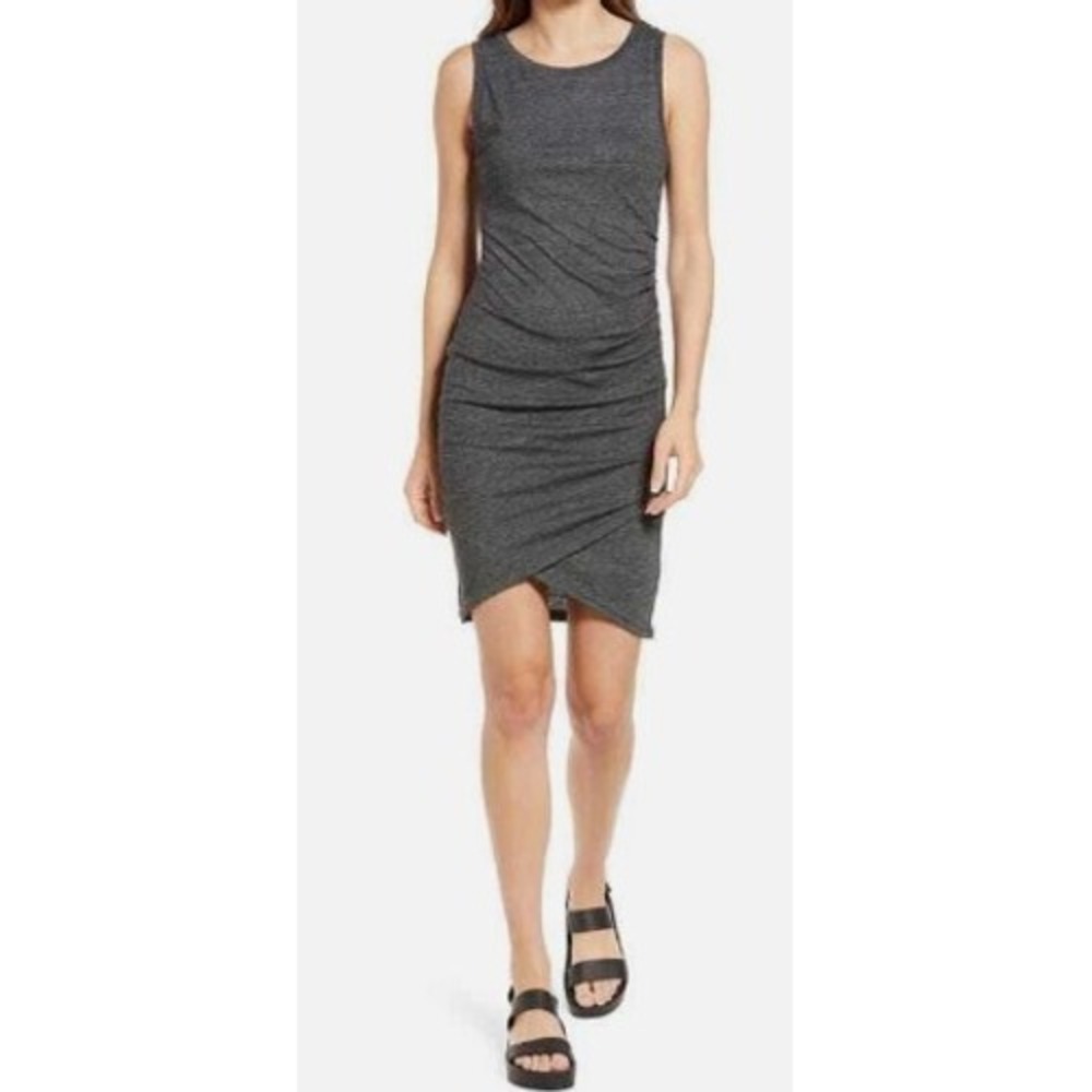Treasure & Bond Womens Tank Dress Gray Sleeveless Ruched Tulip‎ Hem Casual L NWT